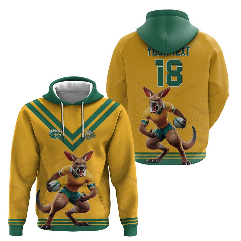 Custom Australia Rugby Zip Hoodie Wallabies Mascot Sporty Style - Wonder Print Shop