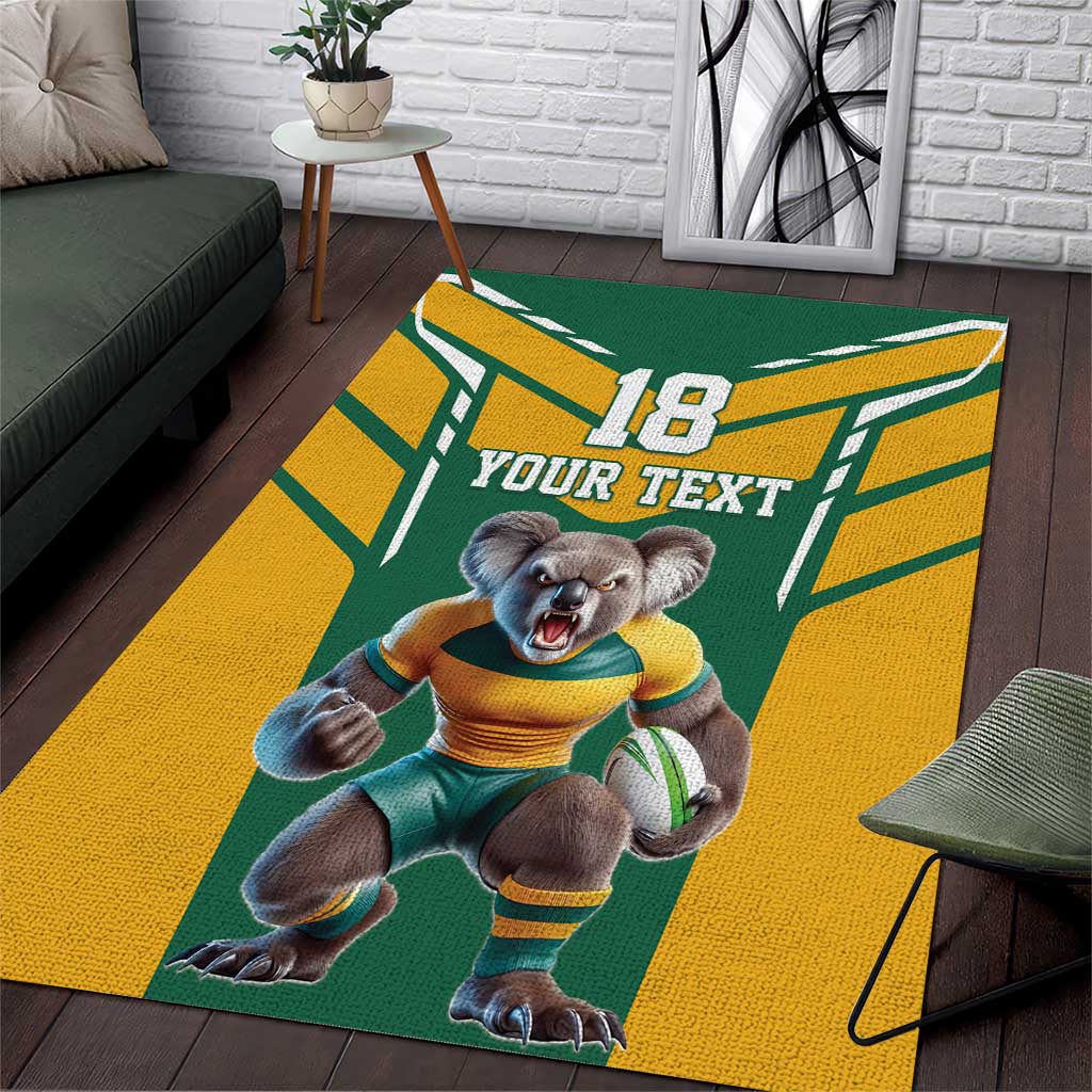 Custom Australia Rugby Area Rug Koala Mascot Sporty Style - Wonder Print Shop