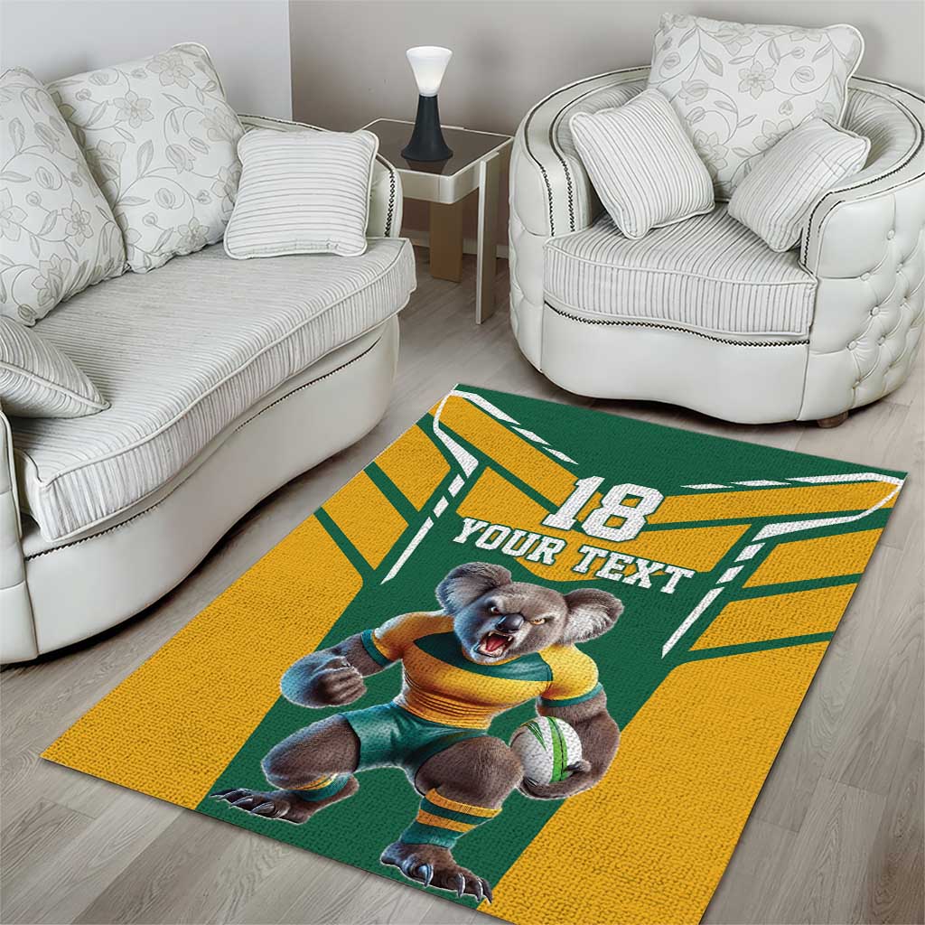 Custom Australia Rugby Area Rug Koala Mascot Sporty Style - Wonder Print Shop