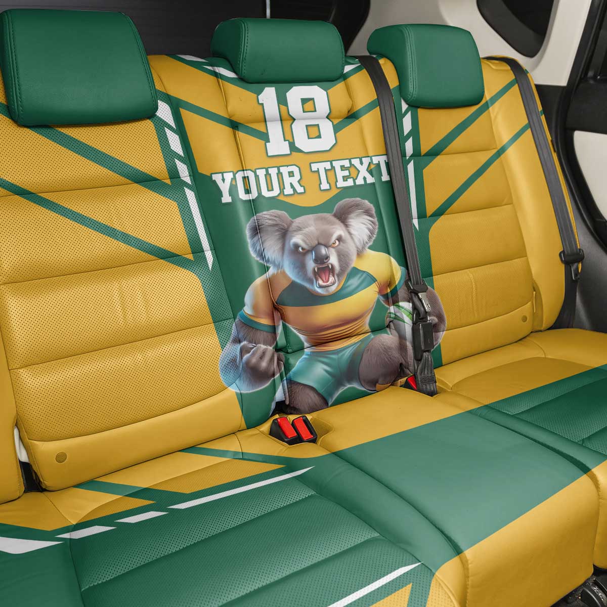 Custom Australia Rugby Back Car Seat Cover Koala Mascot Sporty Style - Wonder Print Shop