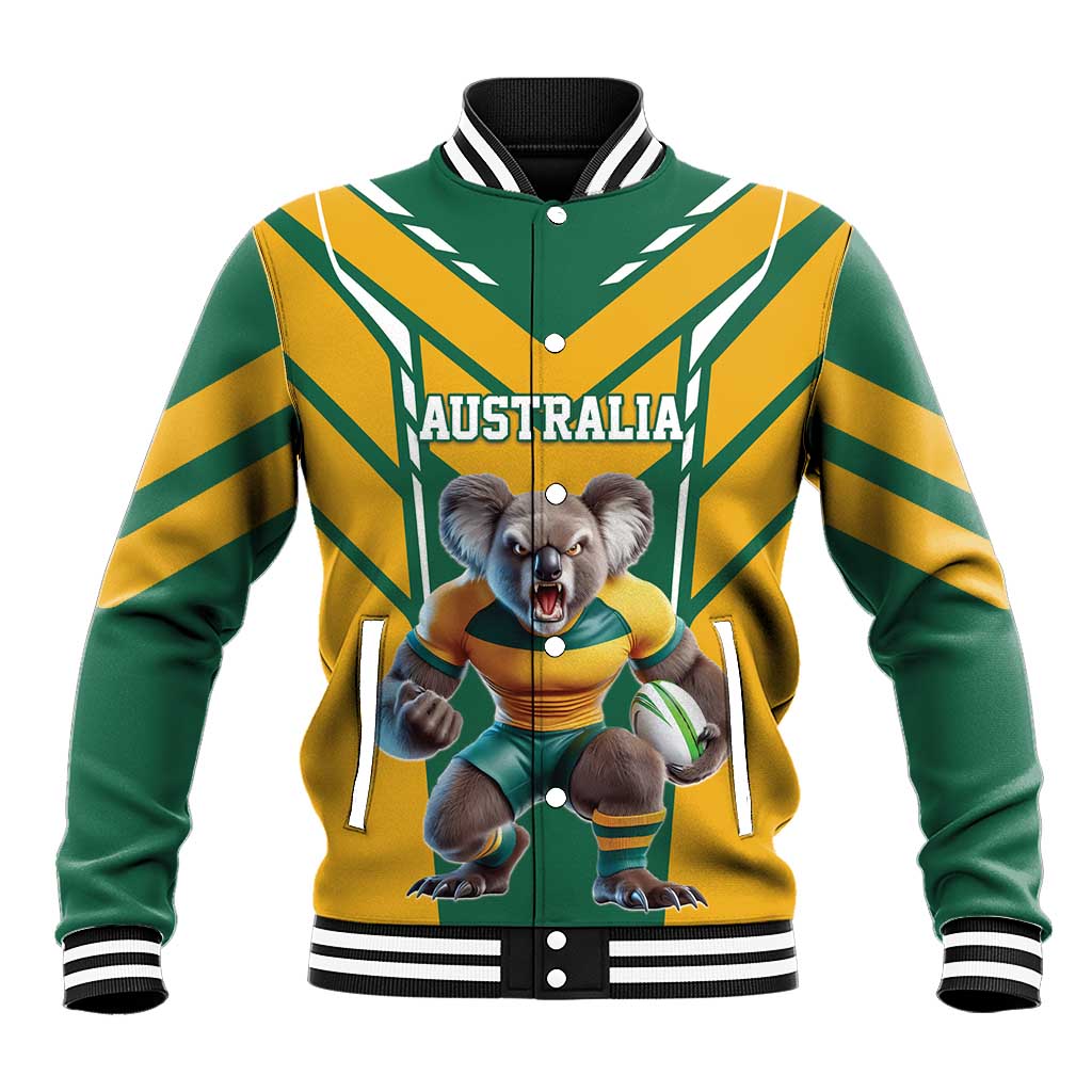 Custom Australia Rugby Baseball Jacket Koala Mascot Sporty Style - Wonder Print Shop
