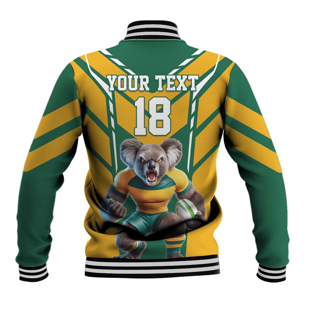 Custom Australia Rugby Baseball Jacket Koala Mascot Sporty Style - Wonder Print Shop