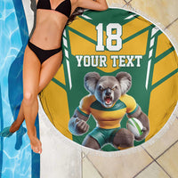 Custom Australia Rugby Beach Blanket Koala Mascot Sporty Style - Wonder Print Shop
