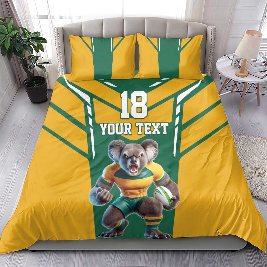 Custom Australia Rugby Bedding Set Koala Mascot Sporty Style - Wonder Print Shop
