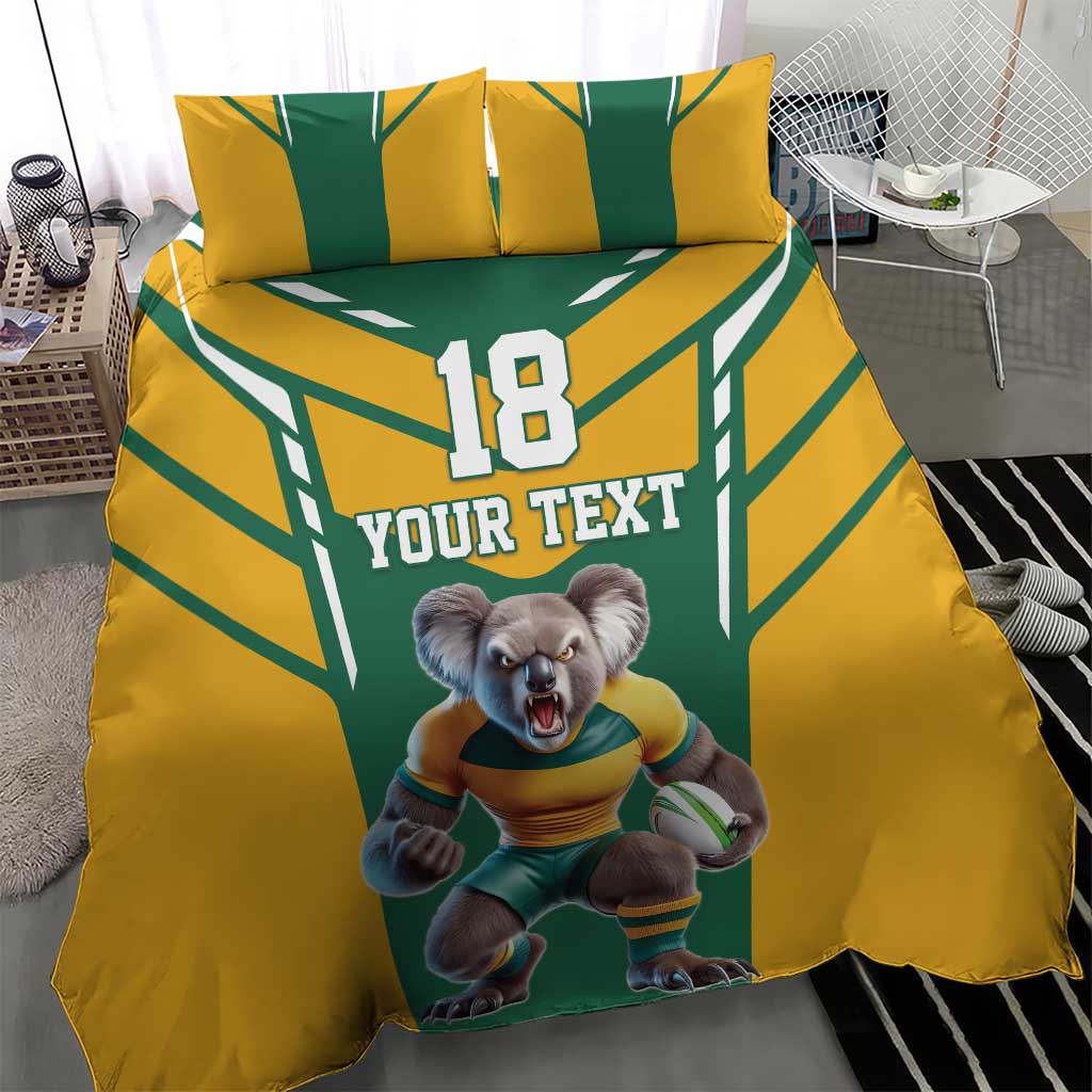 Custom Australia Rugby Bedding Set Koala Mascot Sporty Style - Wonder Print Shop