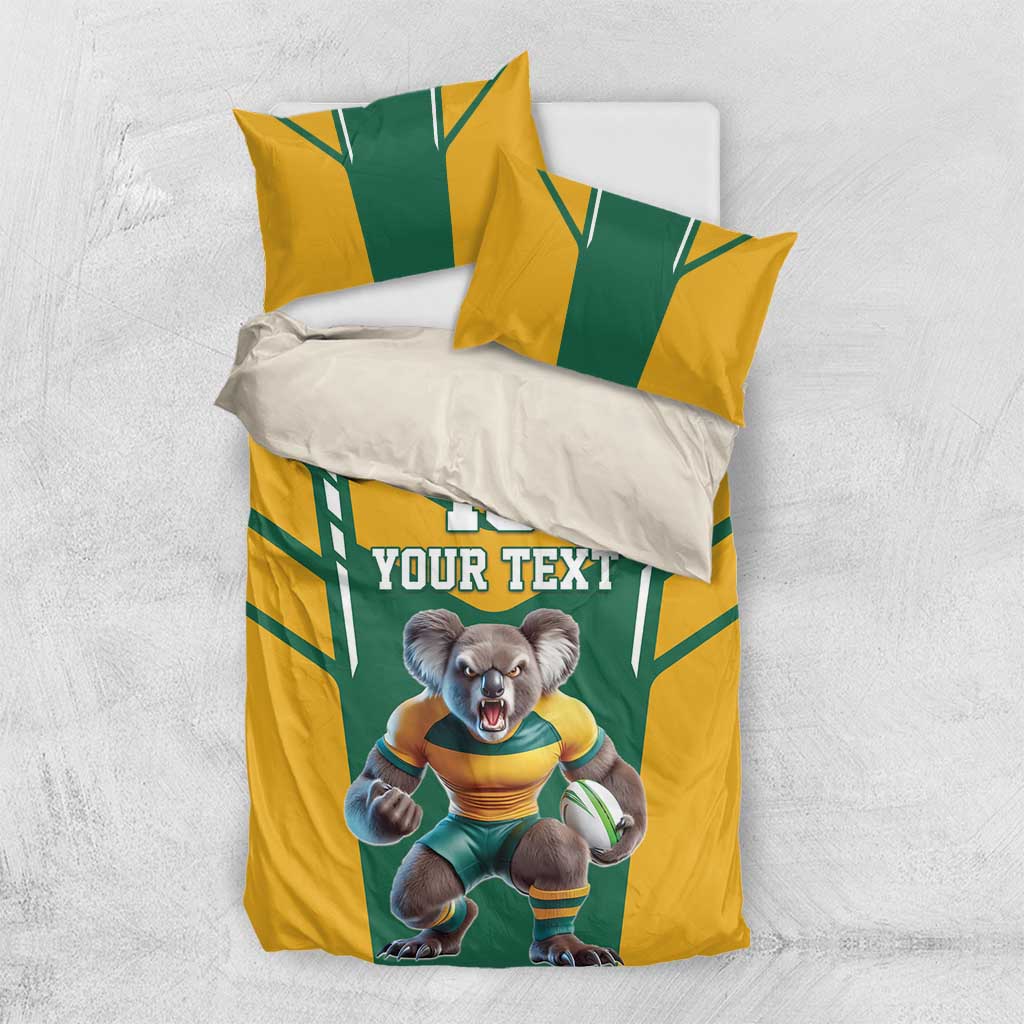 Custom Australia Rugby Bedding Set Koala Mascot Sporty Style - Wonder Print Shop