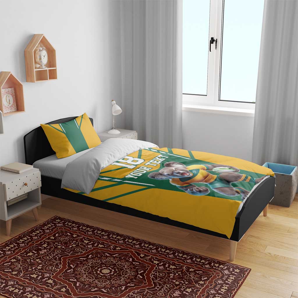Custom Australia Rugby Bedding Set Koala Mascot Sporty Style - Wonder Print Shop