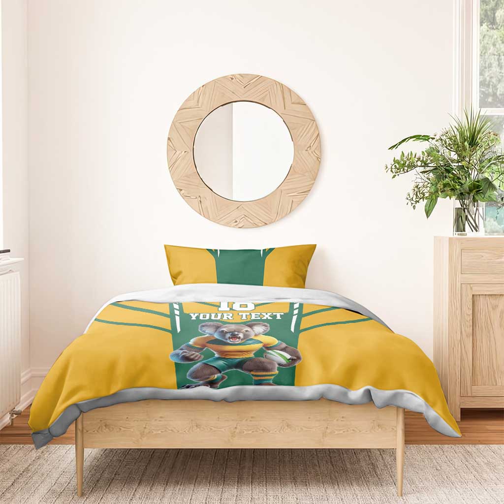 Custom Australia Rugby Bedding Set Koala Mascot Sporty Style - Wonder Print Shop