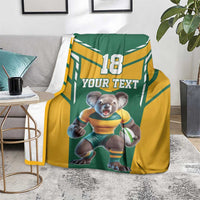 Custom Australia Rugby Blanket Koala Mascot Sporty Style - Wonder Print Shop