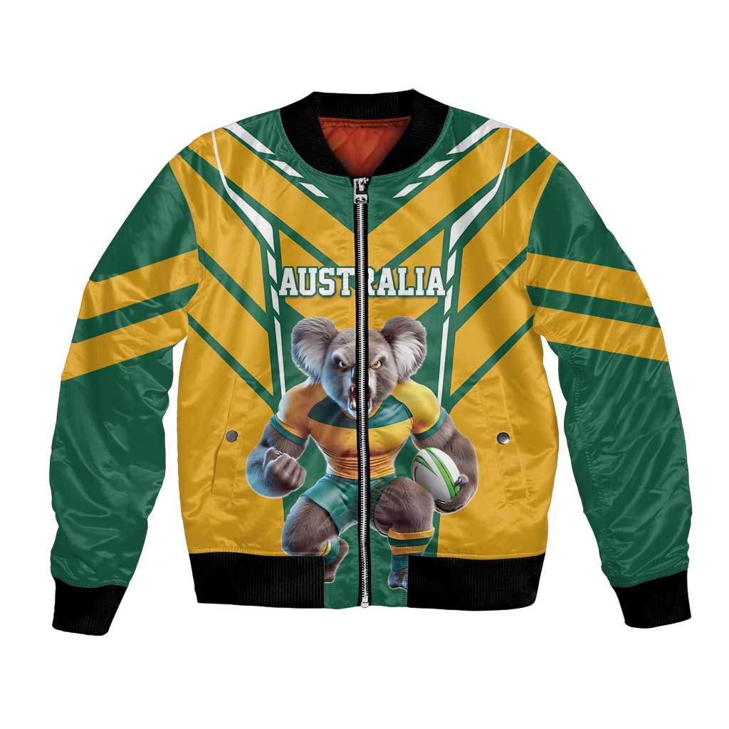 Custom Australia Rugby Bomber Jacket Koala Mascot Sporty Style - Wonder Print Shop