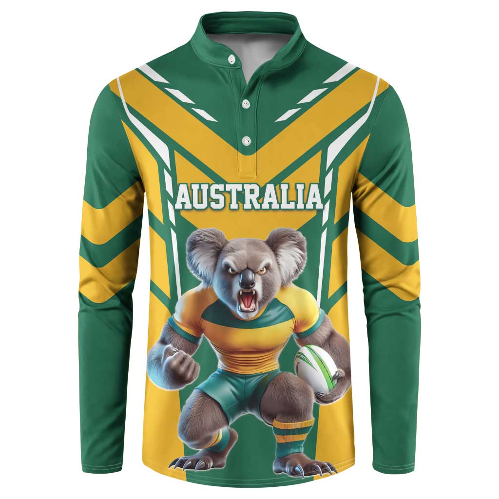 Custom Australia Rugby Button Sweatshirt Koala Mascot Sporty Style - Wonder Print Shop
