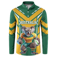 Custom Australia Rugby Button Sweatshirt Koala Mascot Sporty Style - Wonder Print Shop