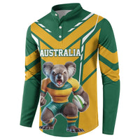 Custom Australia Rugby Button Sweatshirt Koala Mascot Sporty Style - Wonder Print Shop