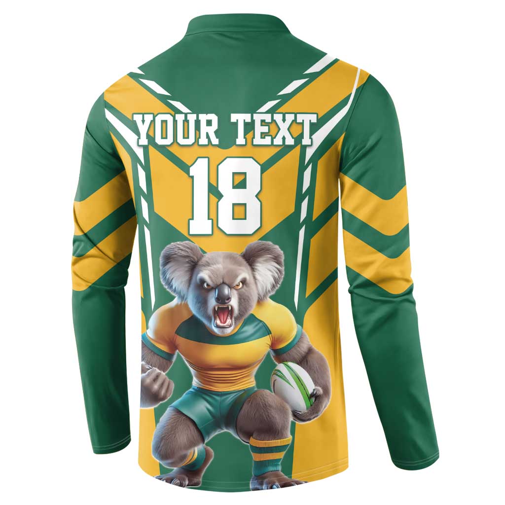 Custom Australia Rugby Button Sweatshirt Koala Mascot Sporty Style - Wonder Print Shop