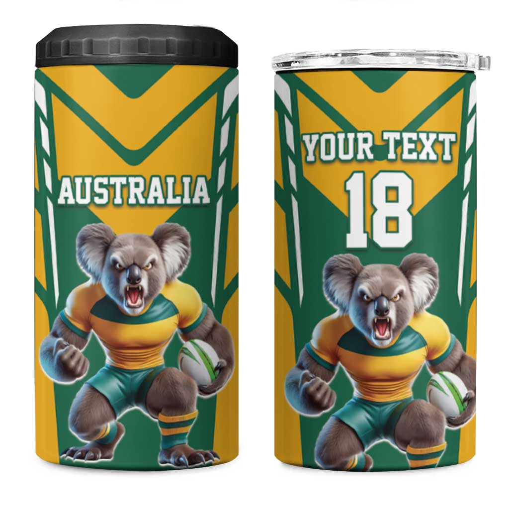 Custom Australia Rugby 4 in 1 Can Cooler Tumbler Koala Mascot Sporty Style - Wonder Print Shop