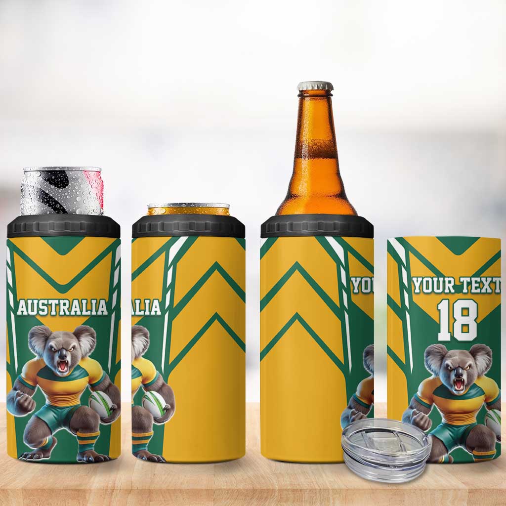 Custom Australia Rugby 4 in 1 Can Cooler Tumbler Koala Mascot Sporty Style - Wonder Print Shop