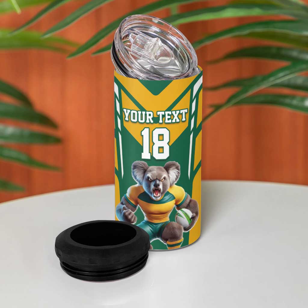 Custom Australia Rugby 4 in 1 Can Cooler Tumbler Koala Mascot Sporty Style - Wonder Print Shop