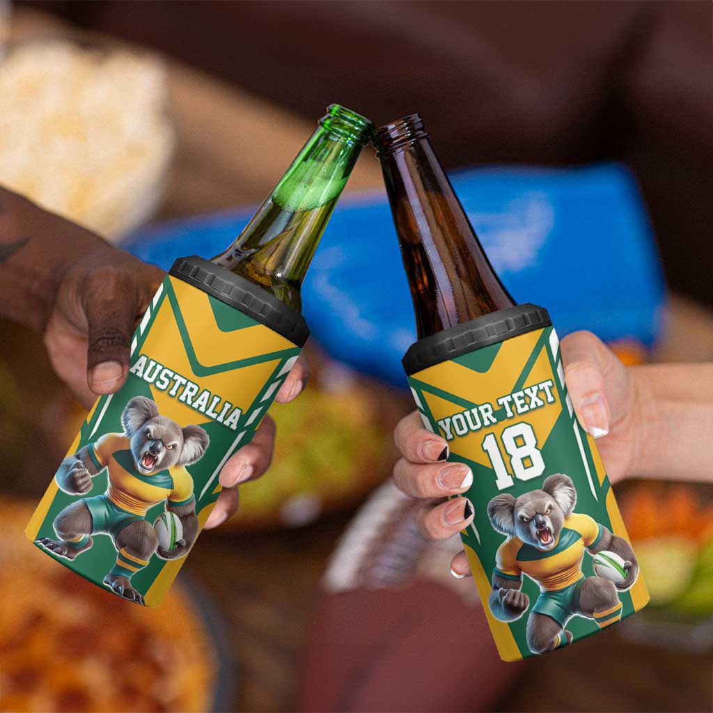 Custom Australia Rugby 4 in 1 Can Cooler Tumbler Koala Mascot Sporty Style - Wonder Print Shop