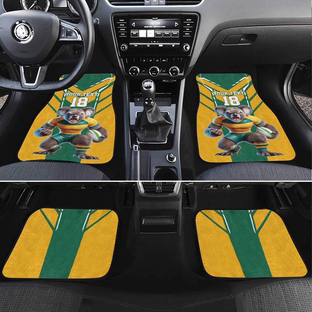 Custom Australia Rugby Car Mats Koala Mascot Sporty Style - Wonder Print Shop