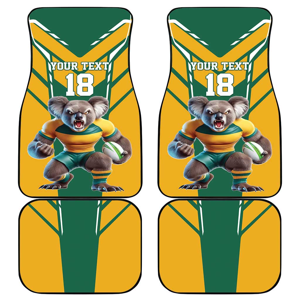 Custom Australia Rugby Car Mats Koala Mascot Sporty Style - Wonder Print Shop