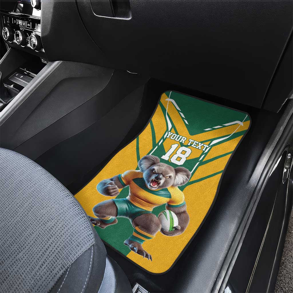 Custom Australia Rugby Car Mats Koala Mascot Sporty Style - Wonder Print Shop