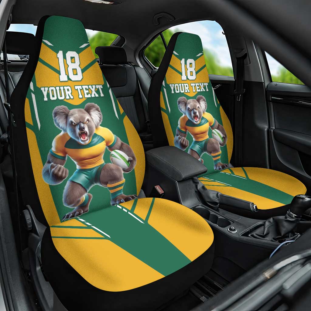 Custom Australia Rugby Car Seat Cover Koala Mascot Sporty Style - Wonder Print Shop