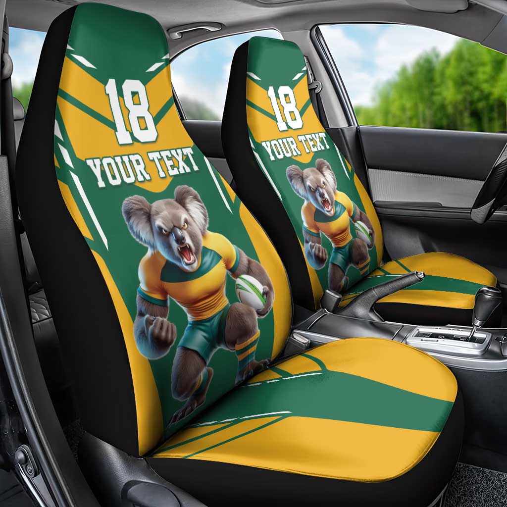 Custom Australia Rugby Car Seat Cover Koala Mascot Sporty Style - Wonder Print Shop