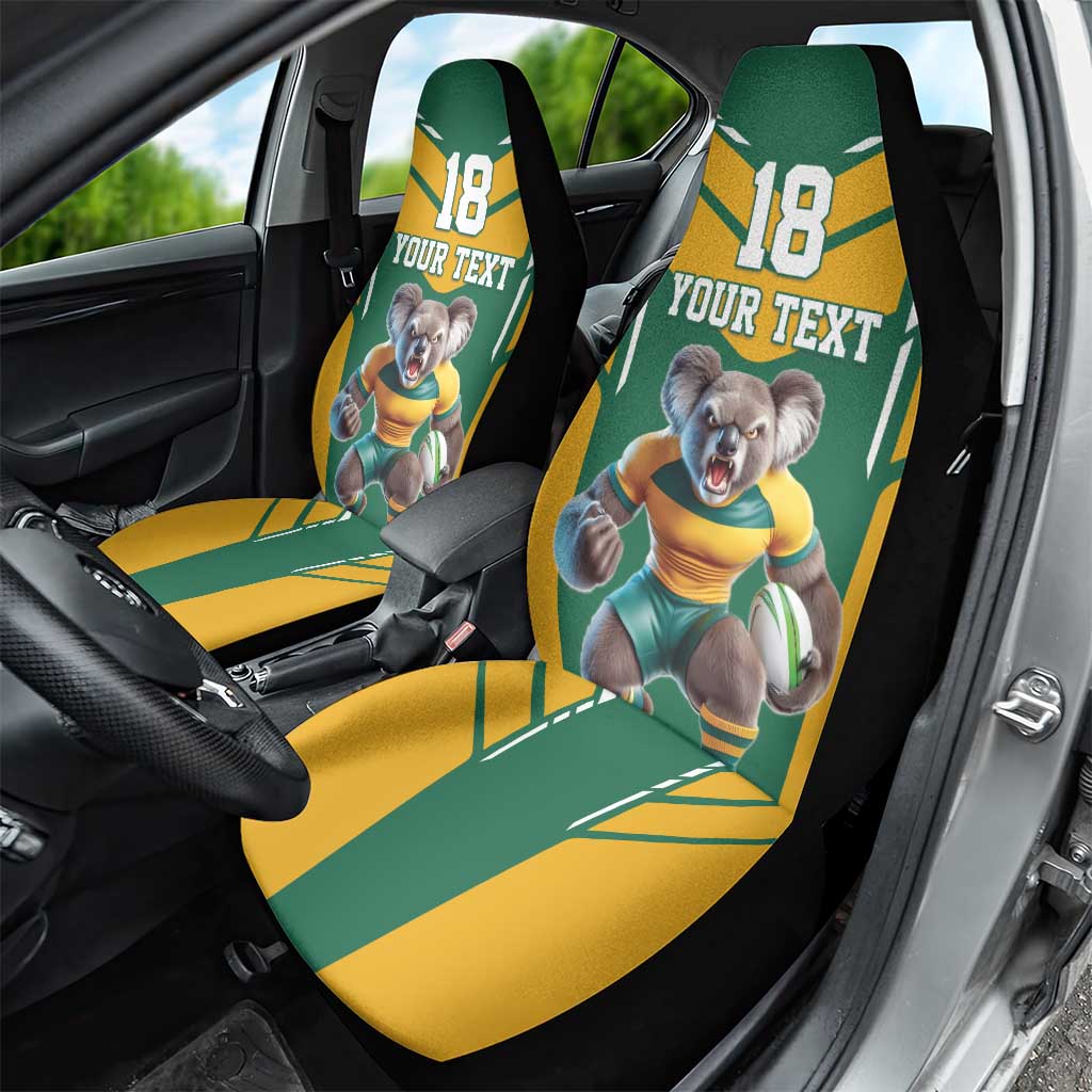Custom Australia Rugby Car Seat Cover Koala Mascot Sporty Style - Wonder Print Shop