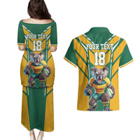 Custom Australia Rugby Couples Matching Puletasi and Hawaiian Shirt Koala Mascot Sporty Style - Wonder Print Shop