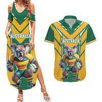 Custom Australia Rugby Couples Matching Summer Maxi Dress and Hawaiian Shirt Koala Mascot Sporty Style - Wonder Print Shop