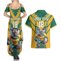 Custom Australia Rugby Couples Matching Summer Maxi Dress and Hawaiian Shirt Koala Mascot Sporty Style - Wonder Print Shop