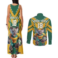 Custom Australia Rugby Couples Matching Tank Maxi Dress and Long Sleeve Button Shirt Koala Mascot Sporty Style - Wonder Print Shop