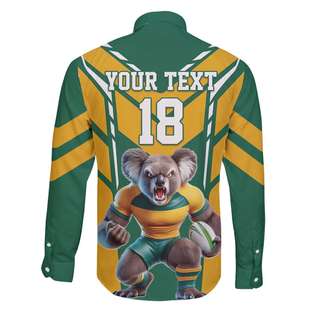 Custom Australia Rugby Family Matching Long Sleeve Bodycon Dress and Hawaiian Shirt Koala Mascot Sporty Style - Wonder Print Shop