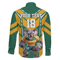 Custom Australia Rugby Family Matching Long Sleeve Bodycon Dress and Hawaiian Shirt Koala Mascot Sporty Style - Wonder Print Shop