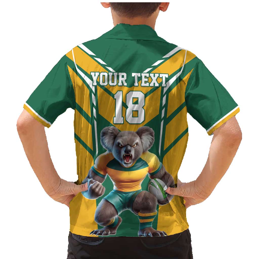 Custom Australia Rugby Family Matching Mermaid Dress and Hawaiian Shirt Koala Mascot Sporty Style - Wonder Print Shop