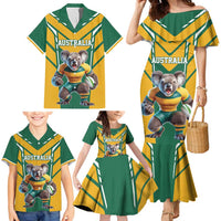 Custom Australia Rugby Family Matching Mermaid Dress and Hawaiian Shirt Koala Mascot Sporty Style - Wonder Print Shop