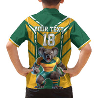Custom Australia Rugby Family Matching Off The Shoulder Long Sleeve Dress and Hawaiian Shirt Koala Mascot Sporty Style - Wonder Print Shop