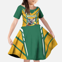 Custom Australia Rugby Family Matching Off Shoulder Maxi Dress and Hawaiian Shirt Koala Mascot Sporty Style - Wonder Print Shop