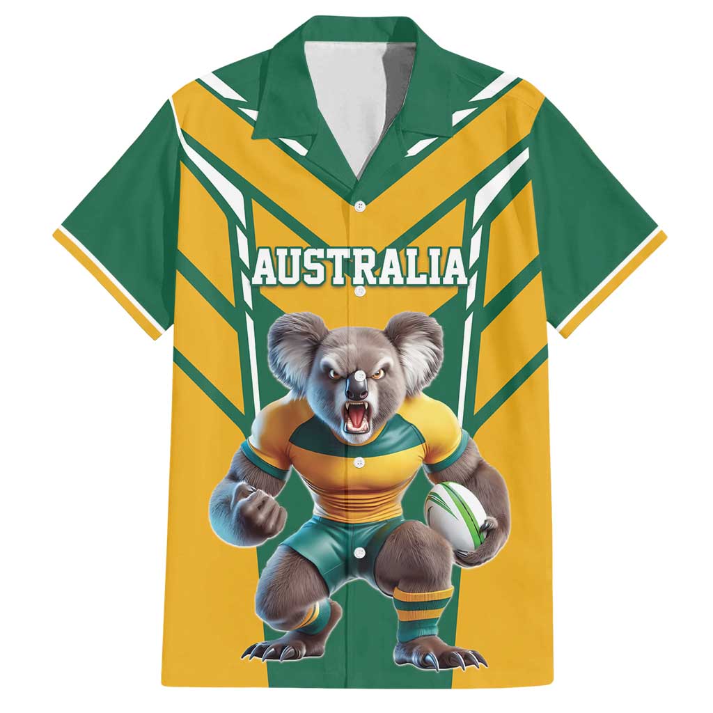 Custom Australia Rugby Family Matching Off Shoulder Maxi Dress and Hawaiian Shirt Koala Mascot Sporty Style - Wonder Print Shop