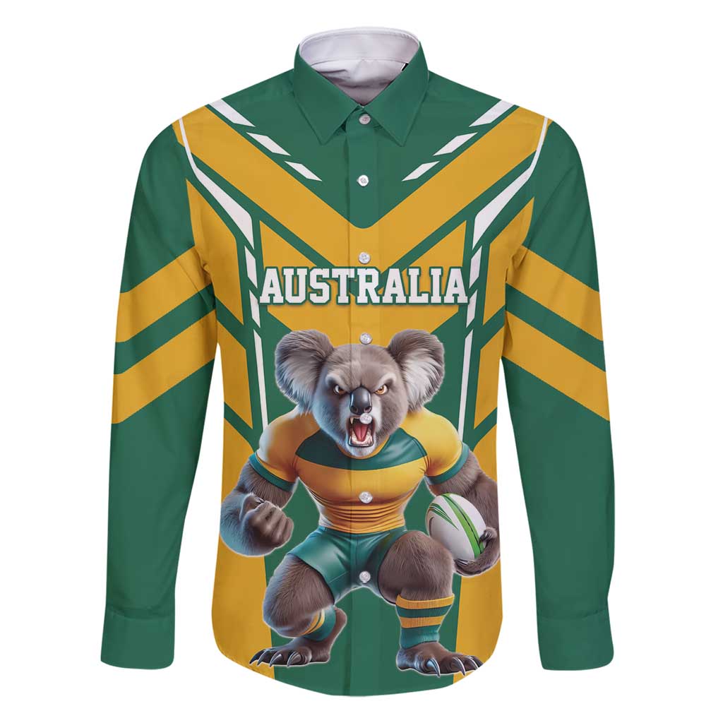 Custom Australia Rugby Family Matching Off Shoulder Maxi Dress and Hawaiian Shirt Koala Mascot Sporty Style - Wonder Print Shop