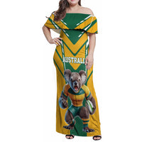 Custom Australia Rugby Family Matching Off Shoulder Maxi Dress and Hawaiian Shirt Koala Mascot Sporty Style - Wonder Print Shop