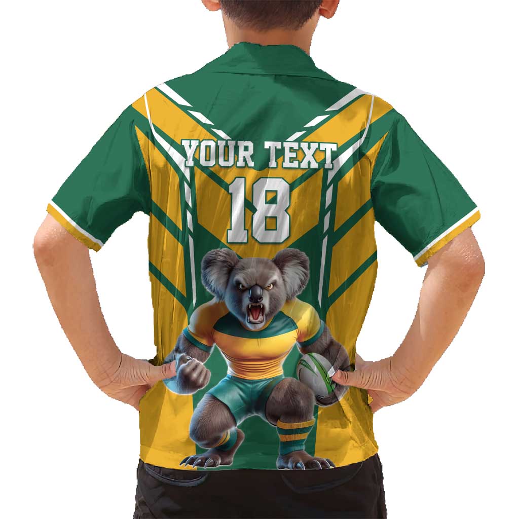 Custom Australia Rugby Family Matching Off Shoulder Short Dress and Hawaiian Shirt Koala Mascot Sporty Style - Wonder Print Shop