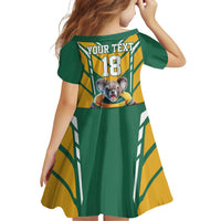Custom Australia Rugby Family Matching Off Shoulder Short Dress and Hawaiian Shirt Koala Mascot Sporty Style - Wonder Print Shop
