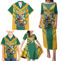 Custom Australia Rugby Family Matching Puletasi and Hawaiian Shirt Koala Mascot Sporty Style - Wonder Print Shop