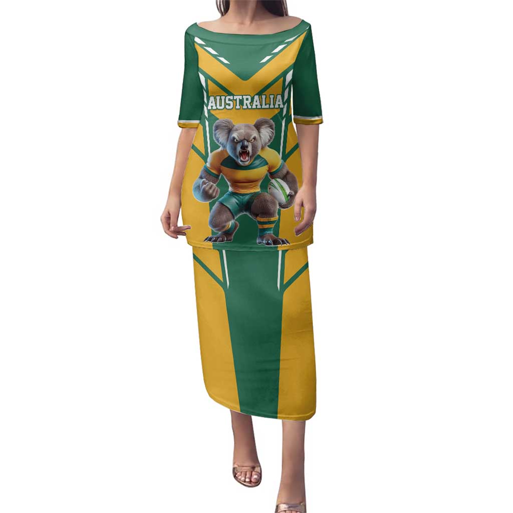 Custom Australia Rugby Family Matching Puletasi and Hawaiian Shirt Koala Mascot Sporty Style - Wonder Print Shop