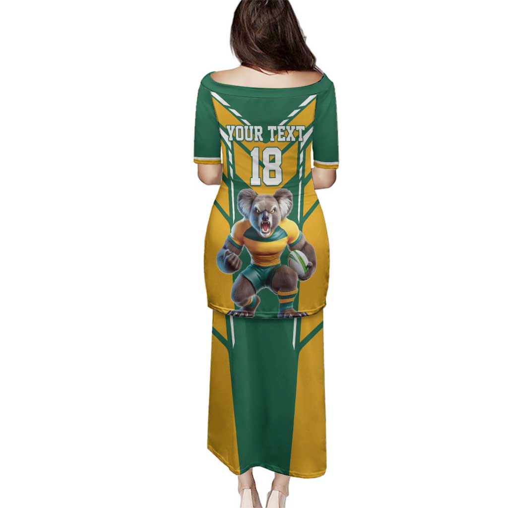 Custom Australia Rugby Family Matching Puletasi and Hawaiian Shirt Koala Mascot Sporty Style - Wonder Print Shop