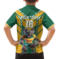 Custom Australia Rugby Family Matching Short Sleeve Bodycon Dress and Hawaiian Shirt Koala Mascot Sporty Style - Wonder Print Shop