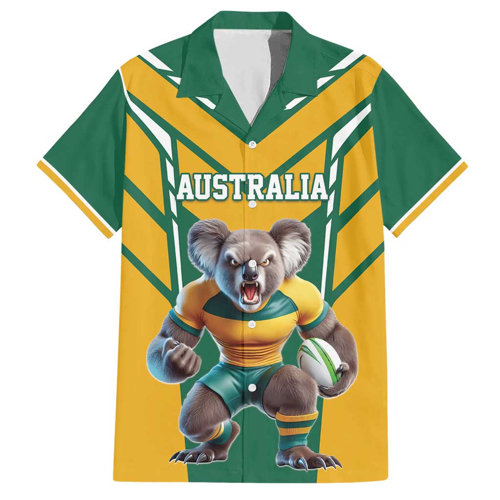 Custom Australia Rugby Family Matching Short Sleeve Bodycon Dress and Hawaiian Shirt Koala Mascot Sporty Style - Wonder Print Shop