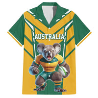 Custom Australia Rugby Family Matching Short Sleeve Bodycon Dress and Hawaiian Shirt Koala Mascot Sporty Style - Wonder Print Shop