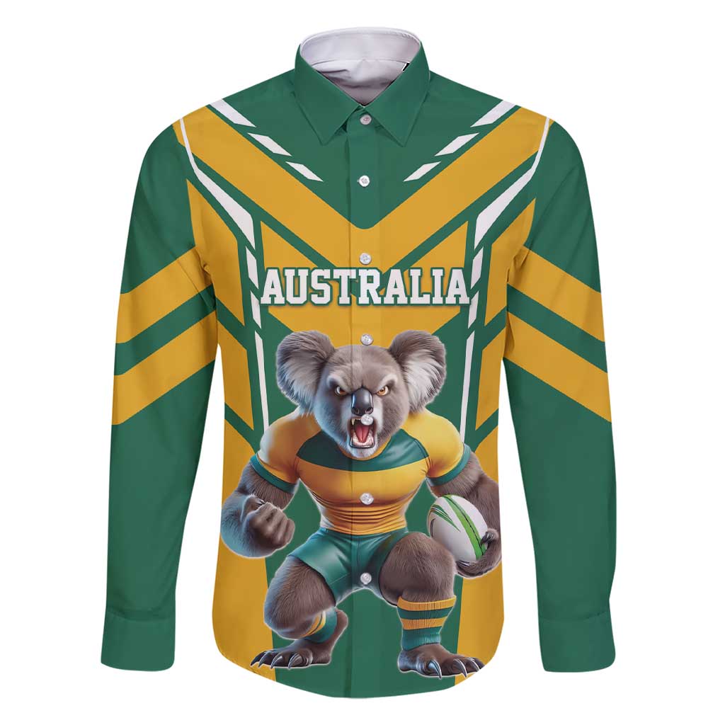 Custom Australia Rugby Family Matching Short Sleeve Bodycon Dress and Hawaiian Shirt Koala Mascot Sporty Style - Wonder Print Shop